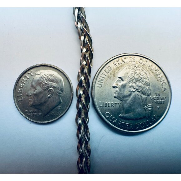 Estate Sterling Silver 925 Braided Chain Bracelet 8" Unisex Italy, Lobster Claw - Picture 9 of 10